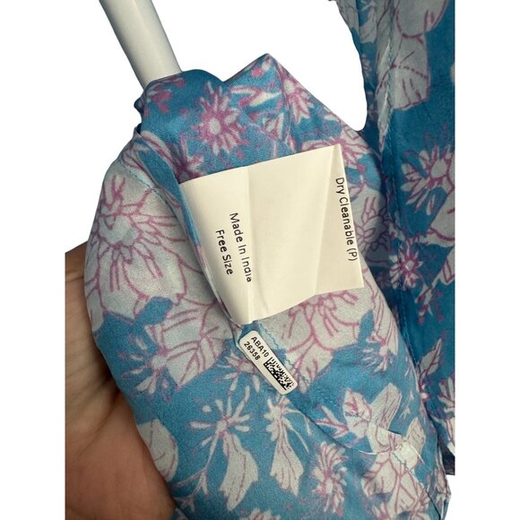 HANNAH Artwear Blue Floral 100% Silk Midi Wrap Dress One / Free Size - Picture 9 of 15